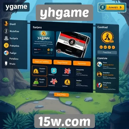 Interface do usuário do yhgame sob avaliação